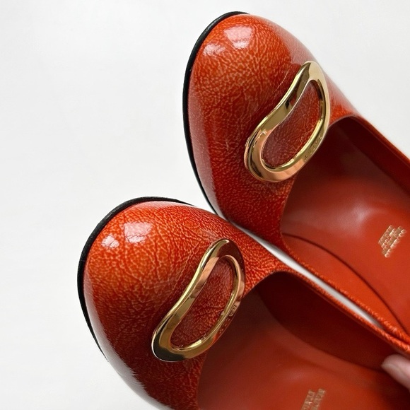 Bally Patent Heels Pumps Gold Logo - Picture 4 of 8